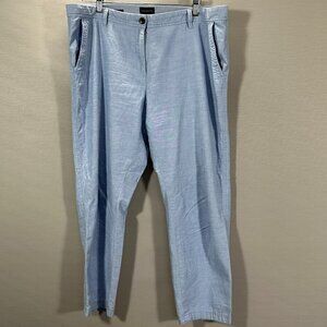 Talbots Pants Womens 16 Relaxed Chino Blue Cotton Straight Leg Flat Front Pocket